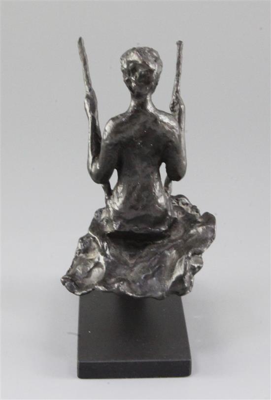 § Sydney Harpley (1927-1992). A bronze model, Girl on a Swing, 6.5in. (with original purchase receipt)